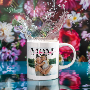 Mug Je t'aime maman typographie photo cœur