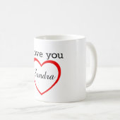 Mug Je t'aime Nom coeur rouge (Devant droit)
