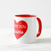 Mug Je t'aime Nom Deux tons (Devant droit)