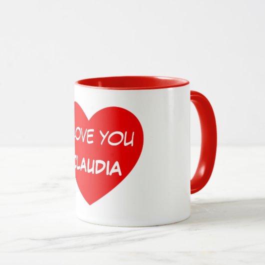 Mug Je t'aime Nom Deux tons (Devant droit)