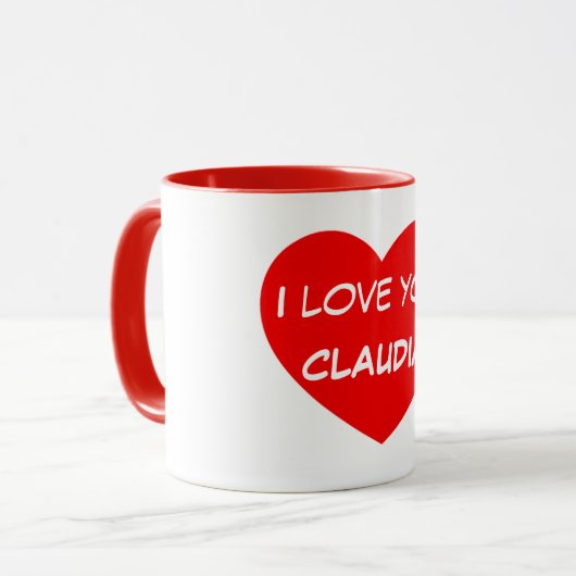 Mug Je t'aime Nom Deux tons (Devant gauche)