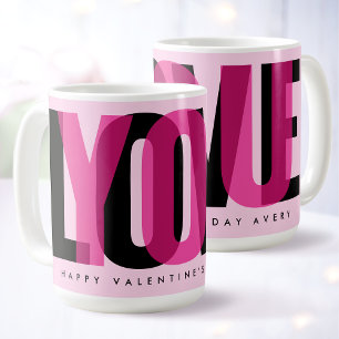 Mug Je t'aime Nom personnalisé Bonne Saint-Valentin Ro