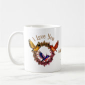 Mug Je T'Aime Oiseaux Sur Flower Wreath Personnalisé (Gauche)