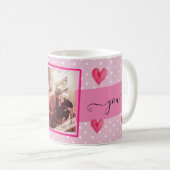 Mug "Je t'aime" photo coeur rose (Devant droit)
