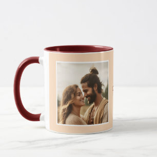 Mug Je t'aime Photos Moderne Peach C33 & Blanc