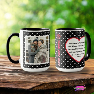 Mug "Je t'aime plus" Photo et poème d'amour Cœurs