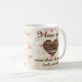 Mug Je t'aime plus que le coeur rose chocolat (Devant droit)