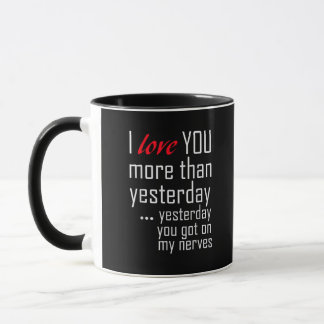Mug Je t'aime plus qu'hier Design romantique