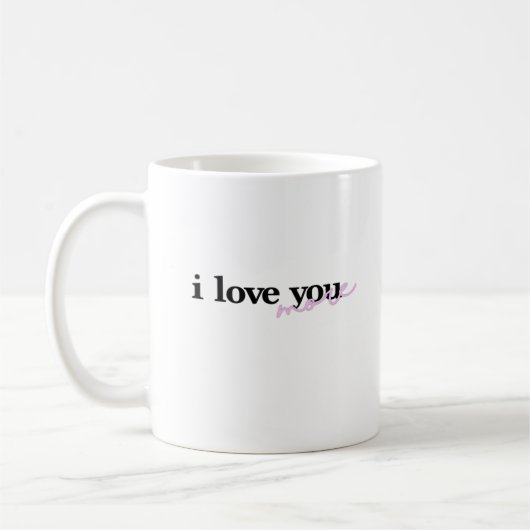 Mug Je t'aime plus Typography Design polices mixtes (Gauche)