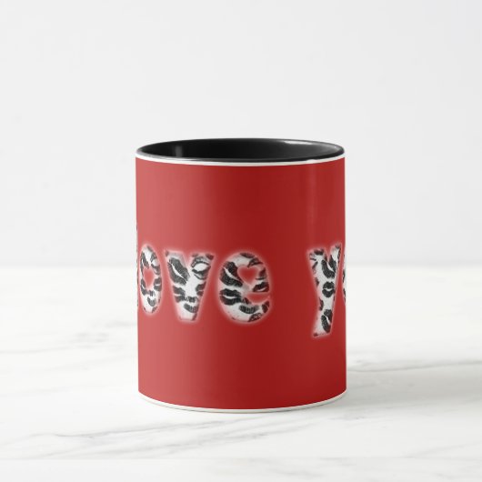 Mug Je t'aime Romantique Black Lipstick Baiser Typogra (Centre)