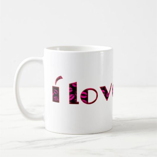 Mug Je T'Aime Romantique Pink Lipstick Kiss Typographi (Gauche)