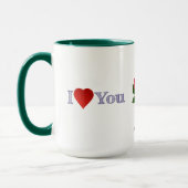 Mug Je t'aime rose rouge unique café deux tons (Gauche)