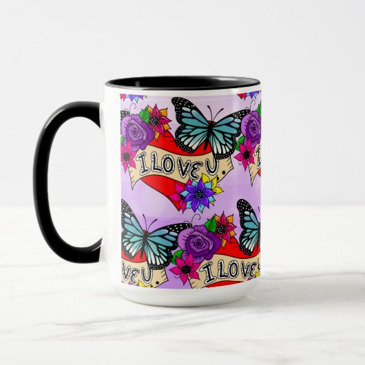 Mug Je T'Aime | Saint Valentin Coeur et Rose (Gauche)