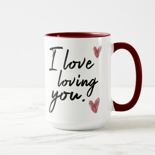Mug "Je t'aime" Typographie avec Coeurs (Droite)