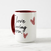 Mug "Je t'aime" Typographie avec Coeurs (Devant gauche)
