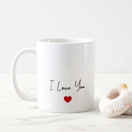 Mug Je T'Aime Typographie De Script Moderne Minuscule  (Avec donut)