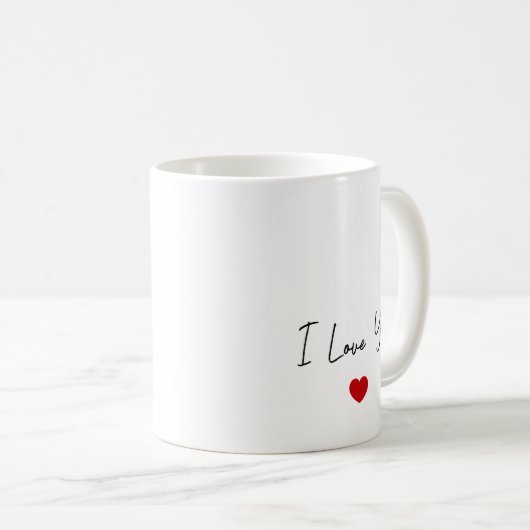 Mug Je T'Aime Typographie De Script Moderne Minuscule  (Devant droit)