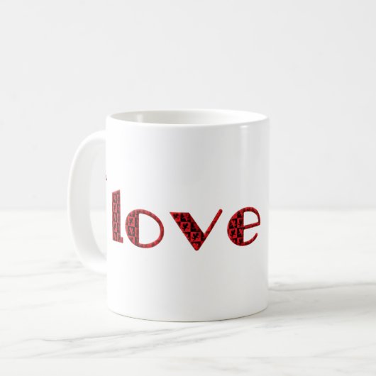 Mug Je t'aime Valentine Cupid Typographie Rouge Noir (Devant gauche)