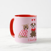 Mug Je T'Aime Valentines American Pit Bull Terriers (Devant gauche)