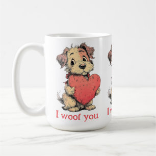 Mug Je te woof Puppy Cœur Rétro Saint-Valentin