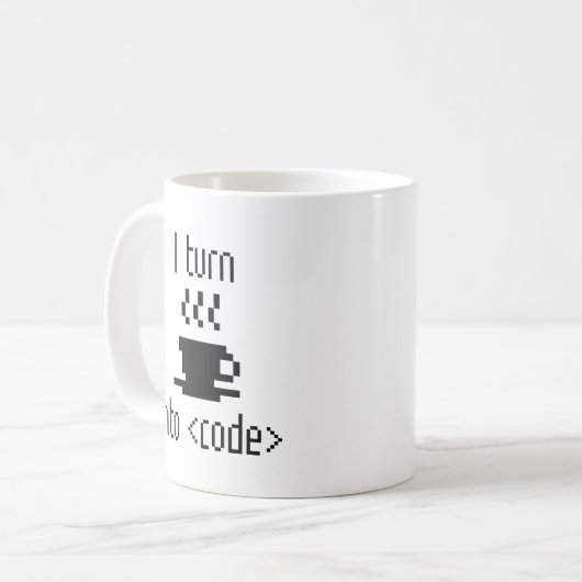 Mug Je Transforme Le Café En Code (Devant gauche)