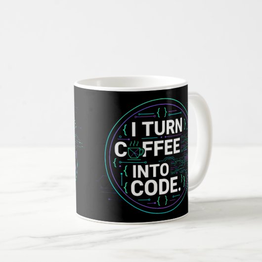 Mug Je Transforme Le Café En Code – Drôle Progra (Devant droit)