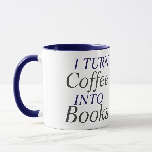Mug Je transforme le café en livres (Gauche)