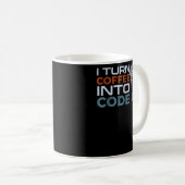 Mug Je transforme le café en programmeur de code ou en (Devant droit)