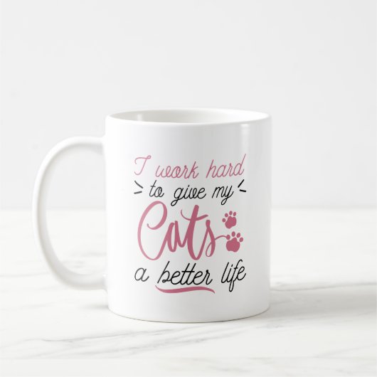 Mug Je Travaille Dur Chats (Gauche)
