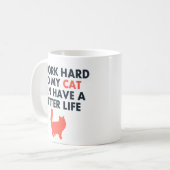Mug Je Travaille Dur Citation De Chat Drôle Pour Les A (Devant gauche)