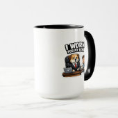 Mug Je travaille pour mon chien Design drôle (Devant droit)