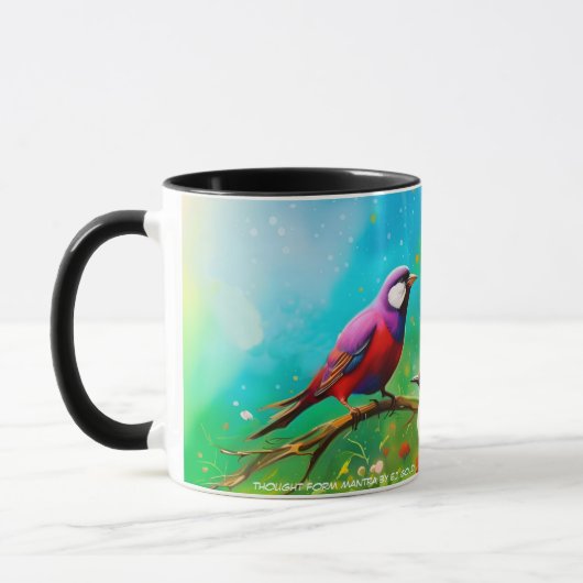 Mug Je trouverai mon âme mantra cascade oiseaux muqueu (Gauche)
