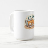 Mug Je vais bien Chat dormant Ordinateur portable Dess (Devant gauche)
