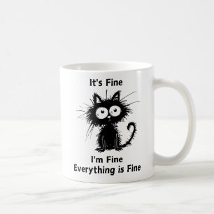 Mug Je vais bien Tout va bien, Chat drôle