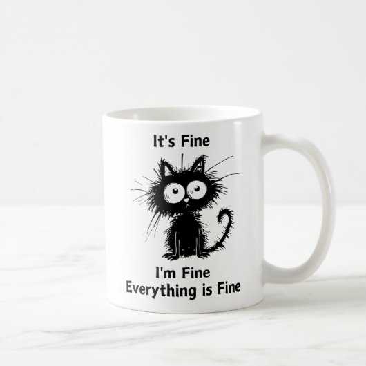 Mug Je vais bien Tout va bien, Chat drôle (Droite)