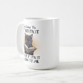 Mug Je vais laisser Dieu le réparer Chat Sarcasme drôl (Devant gauche)
