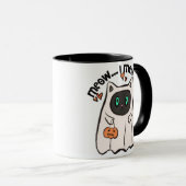 Mug Je Veux Dire, Boo ! Fantôme de chat noir Halloween (Devant droit)