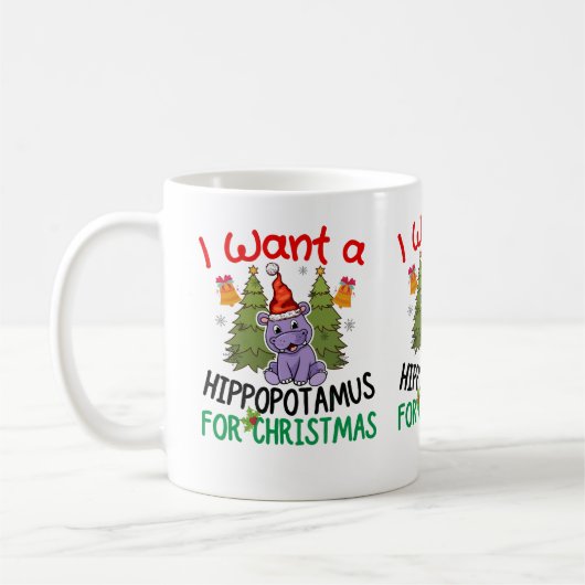 Mug Je Veux Hippopotame Pour T-Shirt De Noël (Gauche)