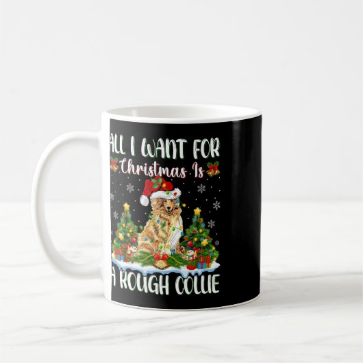Mug Je Veux Pour Noël Est Un Collie Chien Brut Xmas Tr (Gauche)