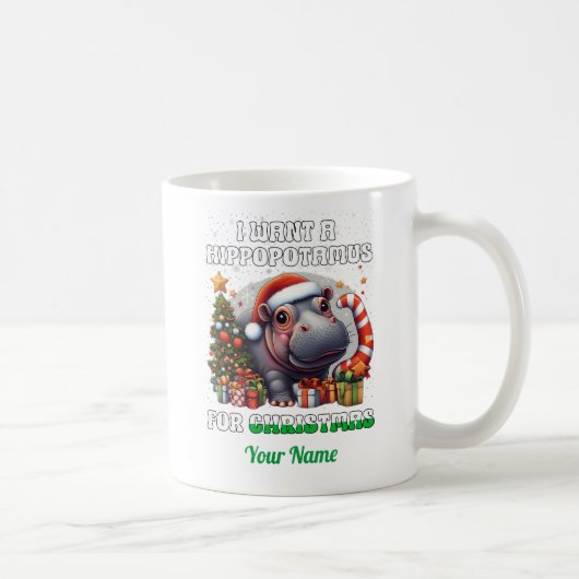 Mug Je veux un hippopotame pour Noël 01 (Droite)