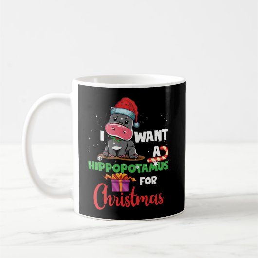Mug Je Veux Un Hippopotame Pour Noël Hippo De Noël (Gauche)