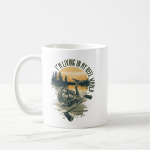 Mug Je vis dans mon monde de bobine Lac de pêche