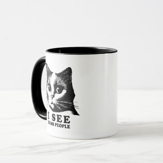 Mug Je vois des gens stupides | Chat drôle (Devant gauche)
