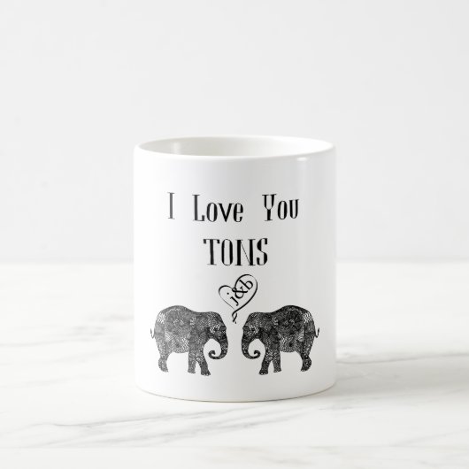 Mug JE VOUS AIME TONS/Elephant Art/Mariage Personnalis (Centre)