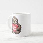 Mug JE VOUS LUV, Funny Valentine's Day mignonne Sloth (Devant gauche)