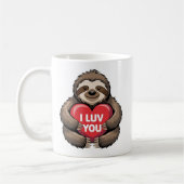 Mug JE VOUS LUV, Funny Valentine's Day mignonne Sloth (Gauche)