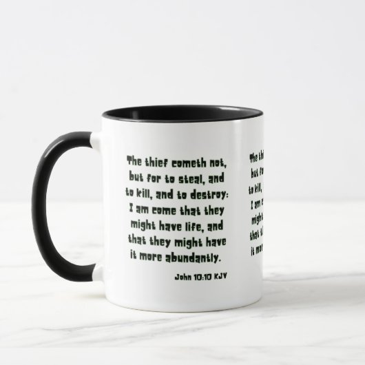 Mug Jean 10:10 KJV Bible Écriture Deux Tons (Gauche)