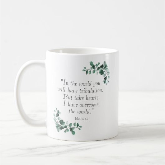 Mug Jean 16:33 Versets de la Bible pour vous encourage (Gauche)