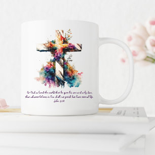 Mug Jean 3:16 Écriture Croix Bible chrétienne Verse