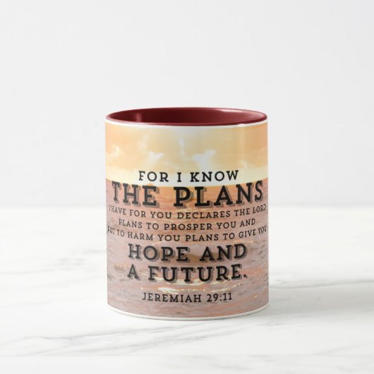 Mug Jeremiah 29:11 Car je connais les Plans Sunrise (Centre)
